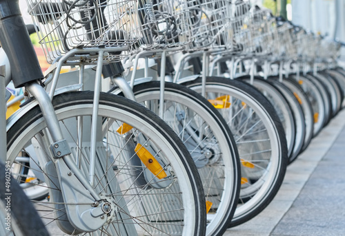 Photo: Bicycles on the street in center of Brussels Bicycles on the street in center of Brussels