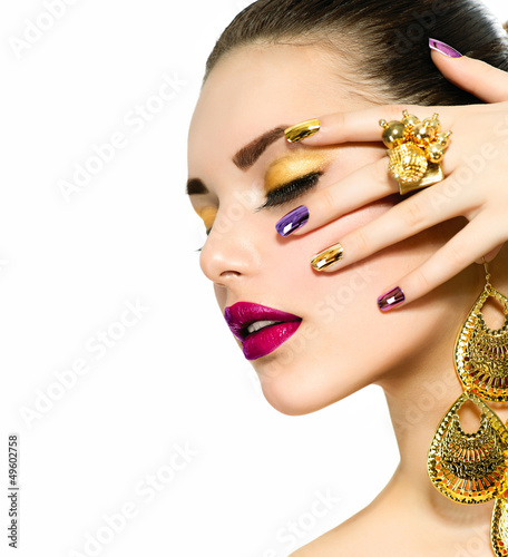 Photo: Fashion Beauty. Manicure and Make-up. Nail Art Fashion Beauty. Manicure and Make-up. Nail Art