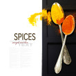 Spices border.Isolated on white