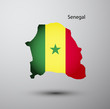 Senegal flag on map