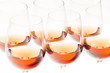 wine glasses with rose wine