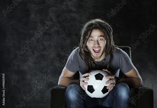 Photo: Watching soccer on tv Watching soccer on tv