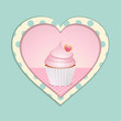 cupcake and polka dot heart