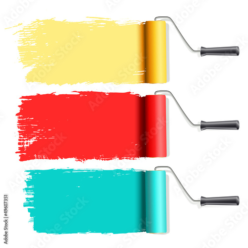 Vector: roller brushes painting on white roller brushes painting on white