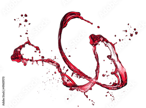 Photo: Red wine splash, isolated on white background Red wine splash, isolated on white background