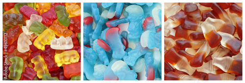 Photo: Haribo flavored candies , bears, smurfs and cola collage Haribo flavored candies , bears, smurfs and cola collage