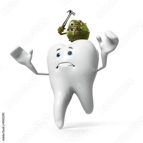 Illustration: funny tooth and bacteria funny tooth and bacteria