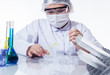 laboratory assistant analyzing a sample