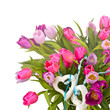 Spring awakening: floral bouquet with tulips and hearts