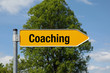 Gelber Pfeil mit Baum COACHING