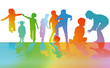Kinder spielen Farbenfroh