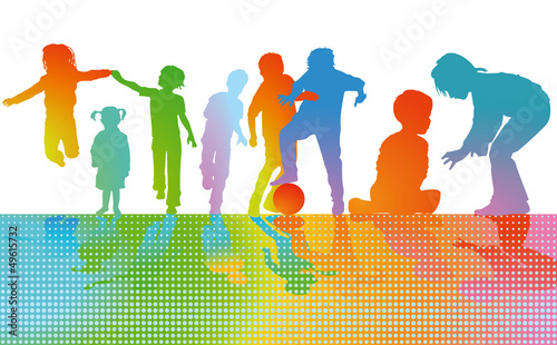 Vector: Kinder spielen Farbenfroh Kinder spielen Farbenfroh