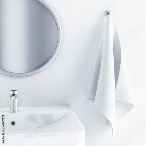 Illustration: bathroom interior with a sink and mirror and towel bathroom interior with a sink and mirror and towel