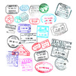 Tampons de passeport - Collage, fond blanc
