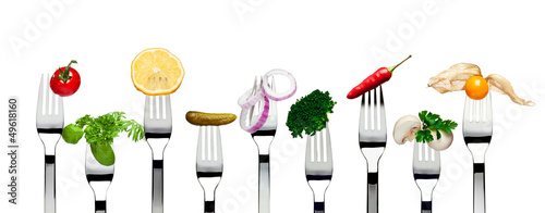 Photo: Vegetarian food on forks Vegetarian food on forks
