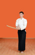 The man carries out exercises  aikido