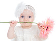 Foto: funny baby girl with flower funny baby girl with flower