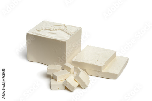 Photo: Feta cheese with slices and cubes Feta cheese with slices and cubes