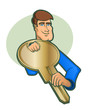 Illustration of a Locksmith Holding a Key