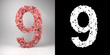 Number Nine with alpha matte for easy isolation