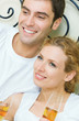 Cheerful couple with champagne