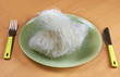 Raw rice noodles in green