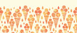 vector summer ice cream cones horizontal seamless pattern