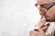 Nervous man smoking
