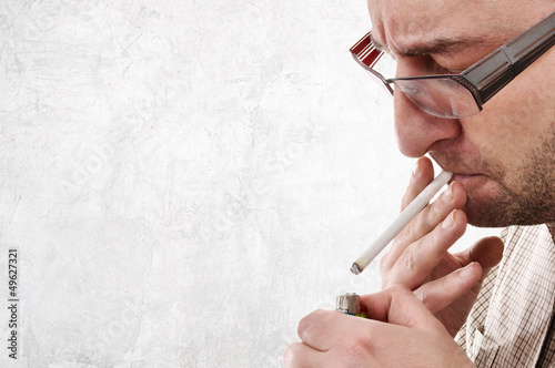 Photo: Nervous man smoking Nervous man smoking