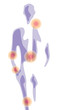 Man silhouette with pain areas