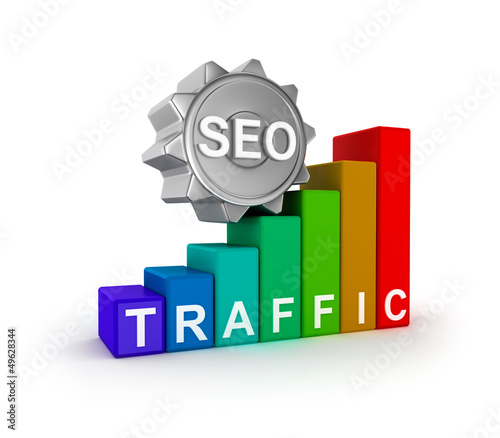 Illustration: SEO concept with colorful graph. SEO concept with colorful graph.