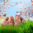 Happy together: Feet on summer meadow