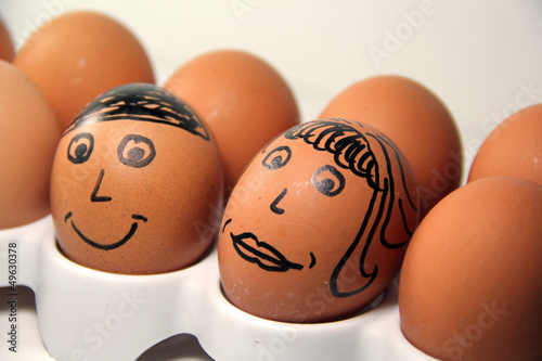 Photo: A Cute, Smiling Egg Couple A Cute, Smiling Egg Couple