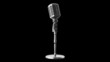 vintage microphone loop rotate on black background