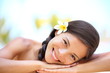 Woman natural beauty relaxing at outdoor spa