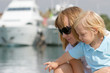 mom and her son at the shipyard