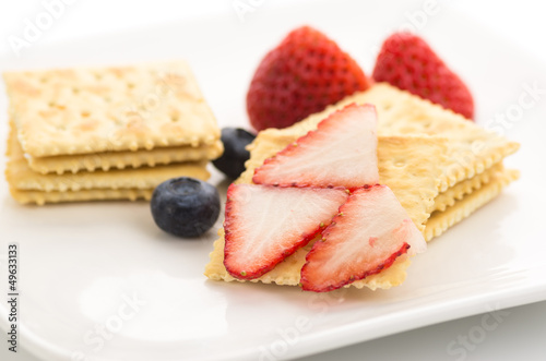 Photo: Crackers with fresh strawberries Crackers with fresh strawberries