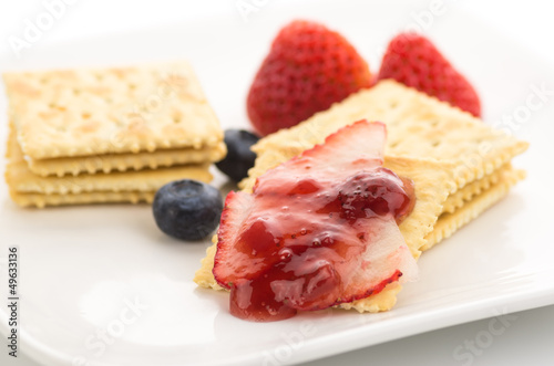 Photo: Crackers with fresh strawberries Crackers with fresh strawberries