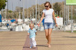 Mom and her cute little blond son