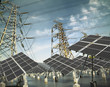 Power transmission tower and Solar panel in the green