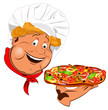 Funny Chef and best big traditional Italian pizza