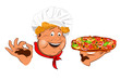 Funny Chef and best big traditional Italian pizza