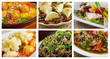 Food set of different  asiatic,chinese,Japanes meat .collage