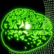 disco brain lights in neon green glaring