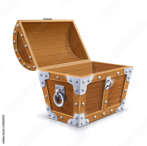 Vector: vintage wooden chest with open lid vector illustration vintage wooden chest with open lid vector illustration