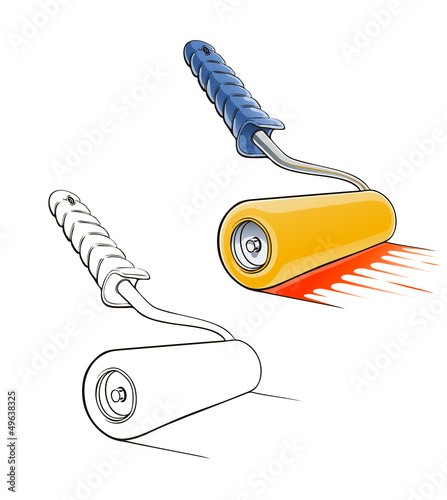 Vector: roller brush vector illustration isolated on white background roller brush vector illustration isolated on white background