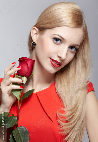 Photo: beautiful woman with flower beautiful woman with flower