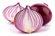Red sliced onion isolated on white background
