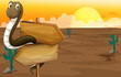 Snake in the desert near the signboard