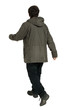 guy walks on white background